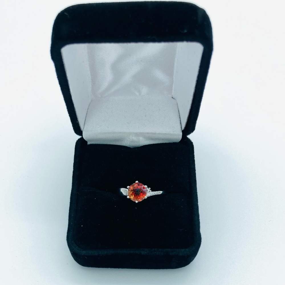 NEW LAB CREATED AZOTIC TOPAZ GLAMOURESQ 925 STERLING SILVER RING SIZE 8